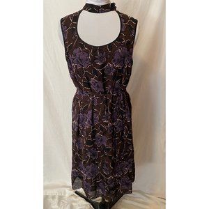 NWOT THE LIMITED Chocolate Brown Floral Midi Dress  - Size L